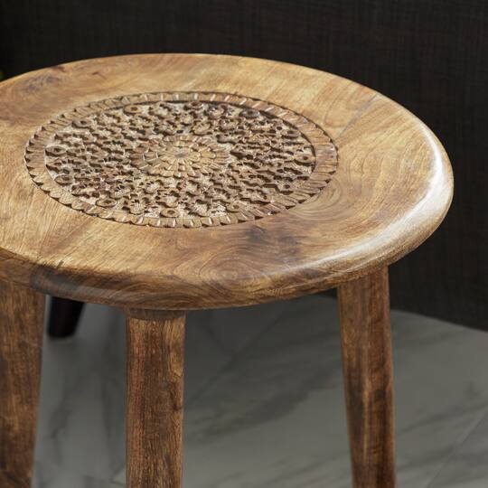 22" Brown Mango Wood Traditional Accent Table